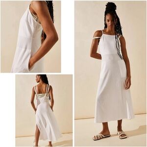 Free People Beach Essential Square Neck Maxi Dress in White Size Large NWOT